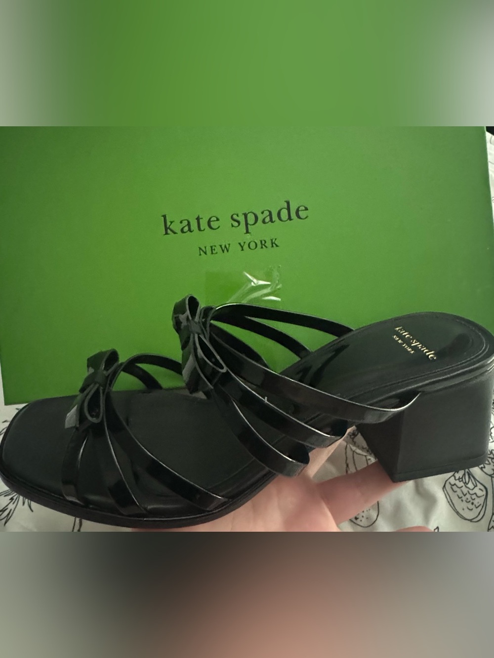 kate spade New York Black Strappy Block Heel Sandals